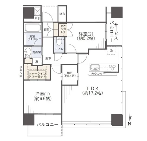 エルグレースタワー大阪同心 間取り