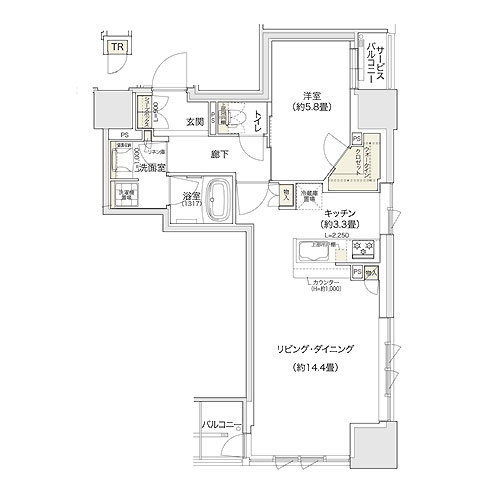 ブランズタワー谷町四丁目 間取り