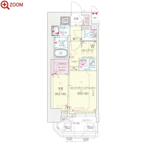プレサンスNAGOYA覚王山 間取り